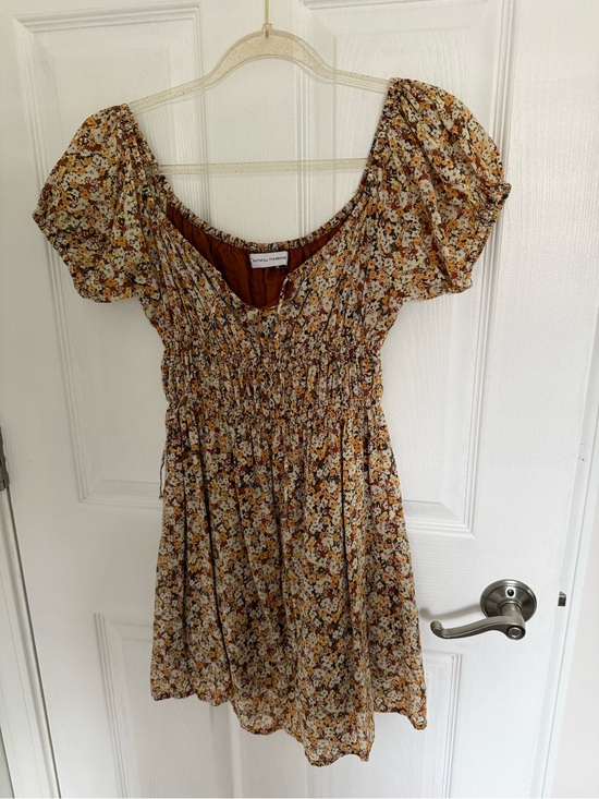 Faithfull the Brand Dresses & Skirts - Faithfull the Brand Mustard Floral Puff-Sleeve Mini Dress